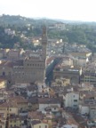 The Palazzo Vecchio seen from the top of the Duomo. The Uffizi gallery is in the street right behind the tower.