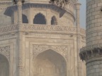 A detail of the Taj Mahal, with the reflection of the Sun