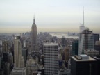 Looking southwards from 'Top of the Rock', the Statue of Liberty and the Verrazano Narrows bridge can be seen in the background