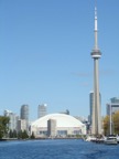 CN Tower and Rogers center - they play baseball and American football in the Rogers Center