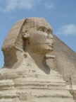 The Sphinx with the Pyramid of Khufu in the background